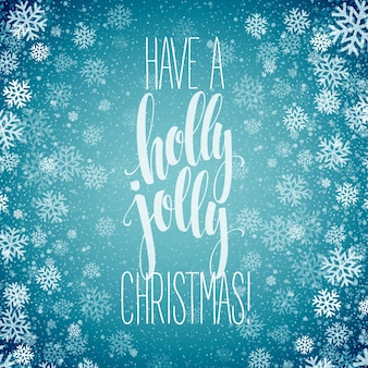 Merry christmas handwritten text on background with snowflakes. vector illustration eps10