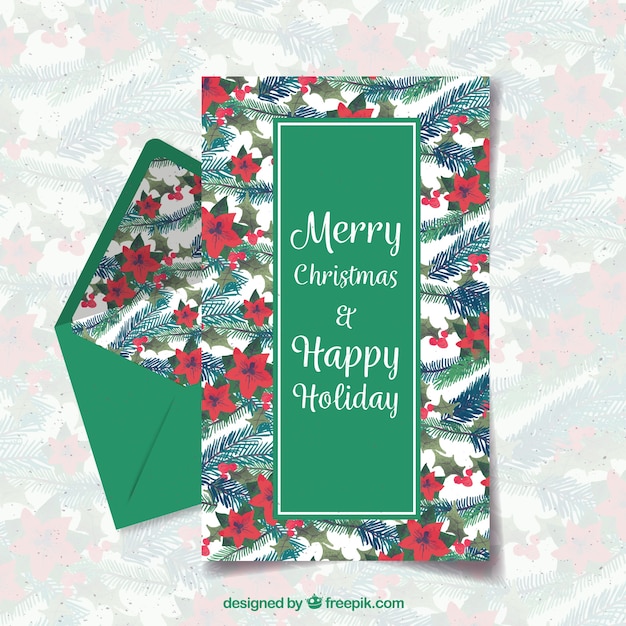 기쁜 성 탄과 행복 한 휴일 녹색 편지 서식 파일