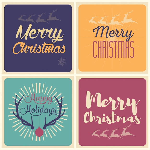 Free vector merry  christmas and happy holidays card set