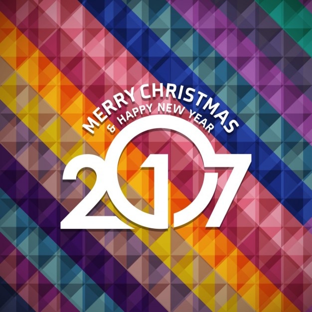 Vettore gratuito buon natale felice anno nuovo 2017 abstract background