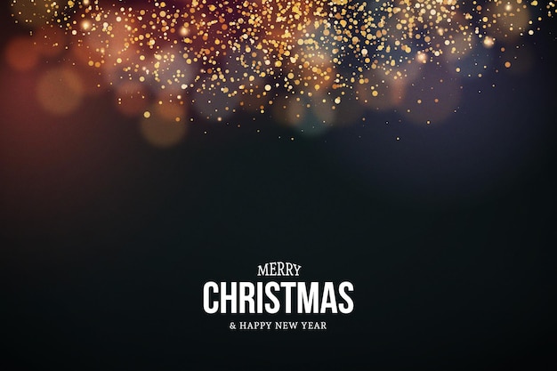 Free vector merry christmas and happy new year background with bokeh