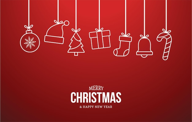 Free vector merry christmas and happy new year background with flat christmas icons