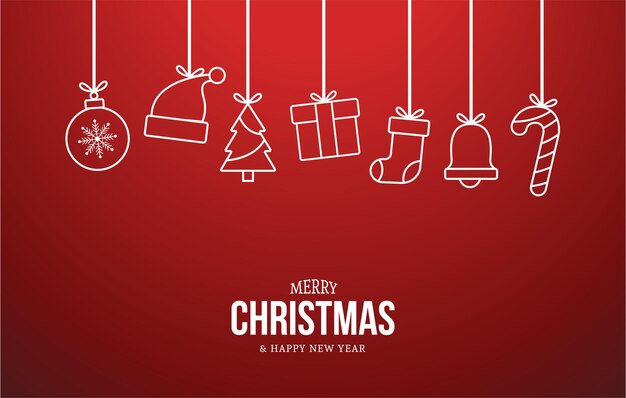 Merry Christmas and happy new year background with flat christmas icons