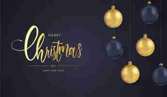 Free vector merry christmas and happy new year background with realistic christmas balls