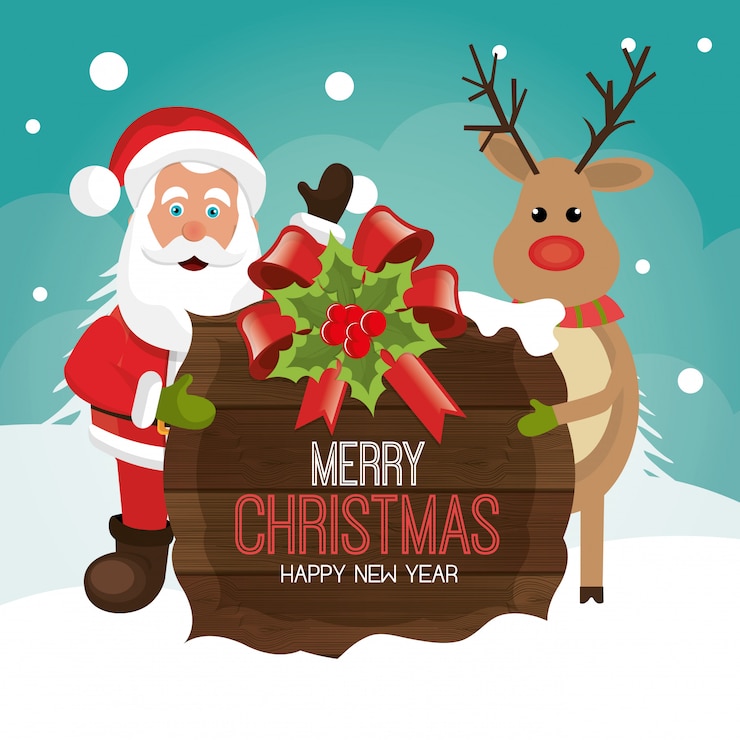 मुफ़्त वेक्टर merry christmas and happy new year card design