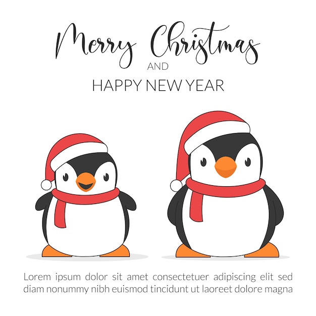 Merry christmas and happy new year card.