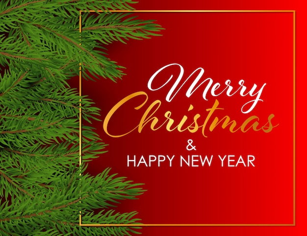 Merry Christmas and Happy New Year design with fir branches