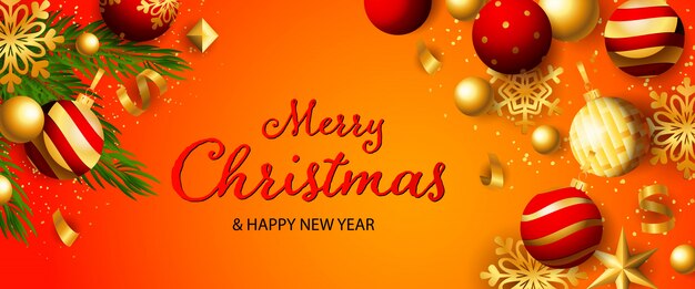 Free vector merry christmas and happy new year festive banner