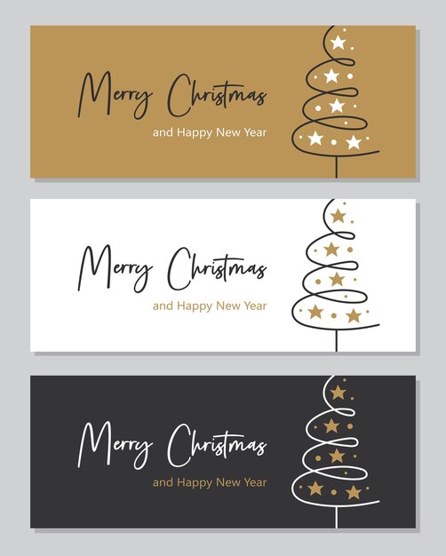 Merry christmas and happy new year greeting card banner template design winter holiday