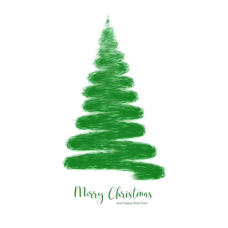 Free Vector merry christmas and happy new year greeting card tree on white background