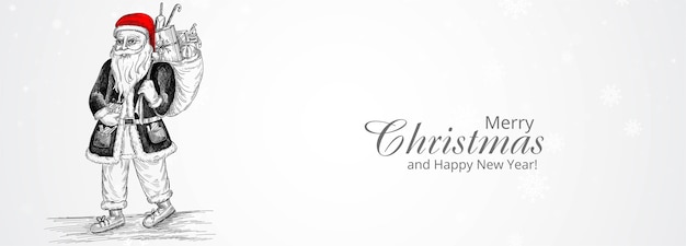 Поздравительная открытка с Рождеством и новым годом с рисованной веселый персонаж санта-клауса
