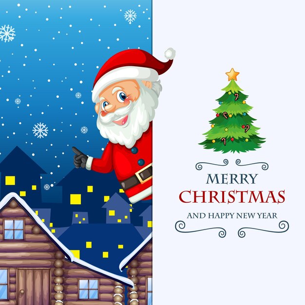 Merry Christmas and happy new year greeting card with Santa Claus