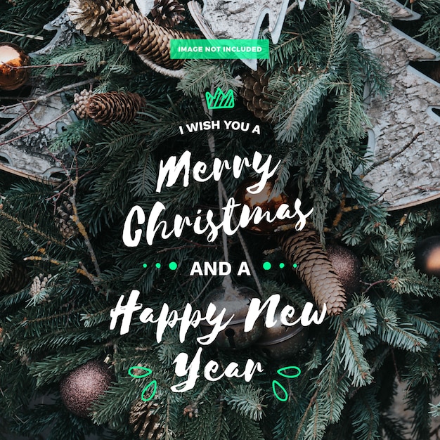 Merry christmas and happy new year lettering with photo