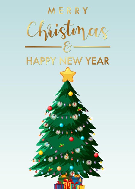 Merry christmas and happy new year postcard design