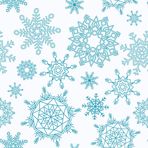 Merry Christmas and Happy New Year seamless pattern with snowflakes.