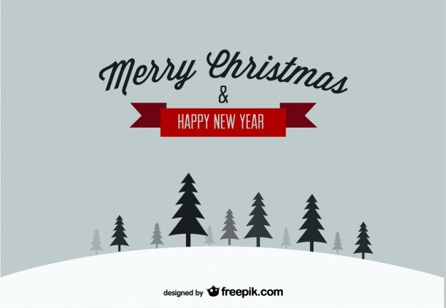 Merry Christmas & Happy New Year snow postcard