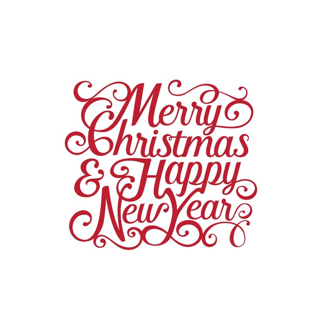 Merry Christmas and Happy New Year  text Calligraphic Lettering .