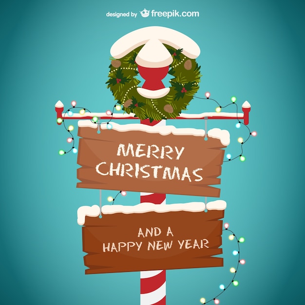 Merry christmas and happy new year wooden sign