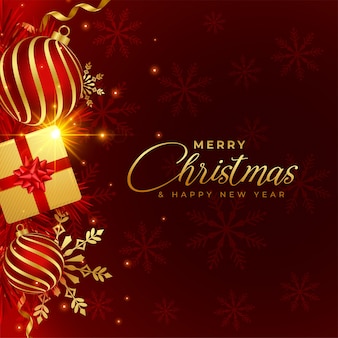 Merry christmas holiday greeting with realistic elements