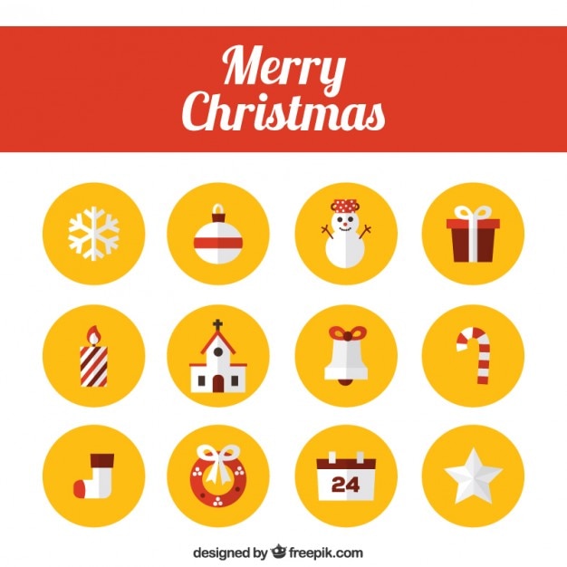 Free vector merry christmas icons collection