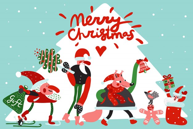 Free Vector merry christmas illustration 