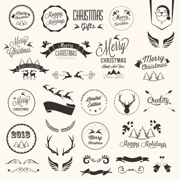 Merry Christmas labels set