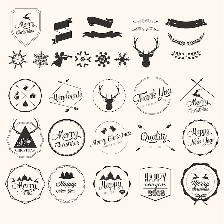 Free Vector merry christmas labels 