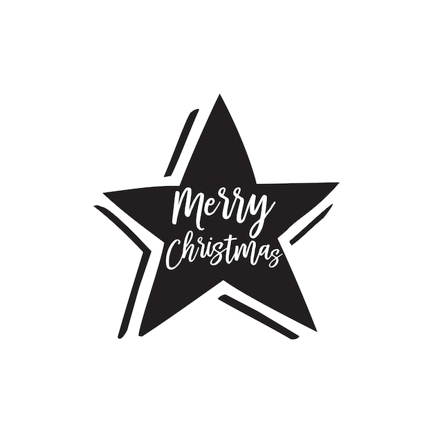 Merry Christmas lettering in black star