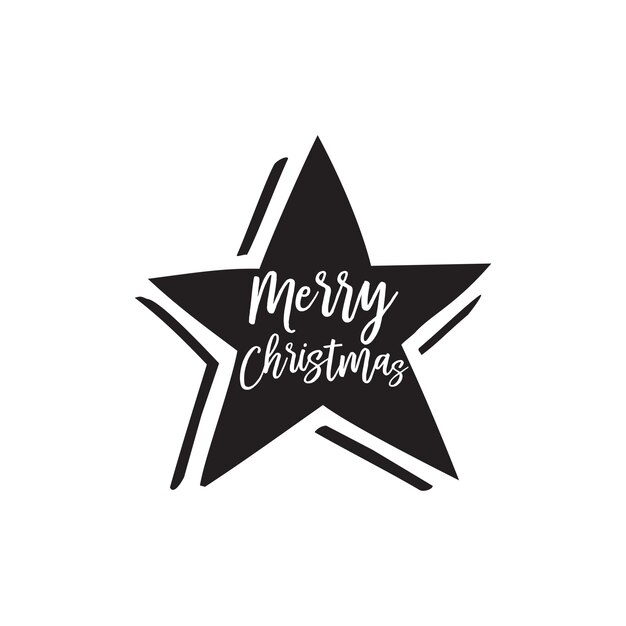 Merry Christmas lettering in black star