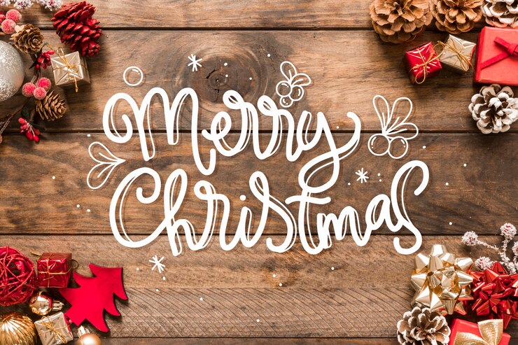 無料Vector クリスマス写真のメリークリスマスレタリング