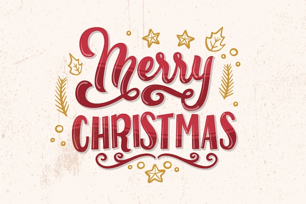 Free vector merry christmas lettering on christmas photo