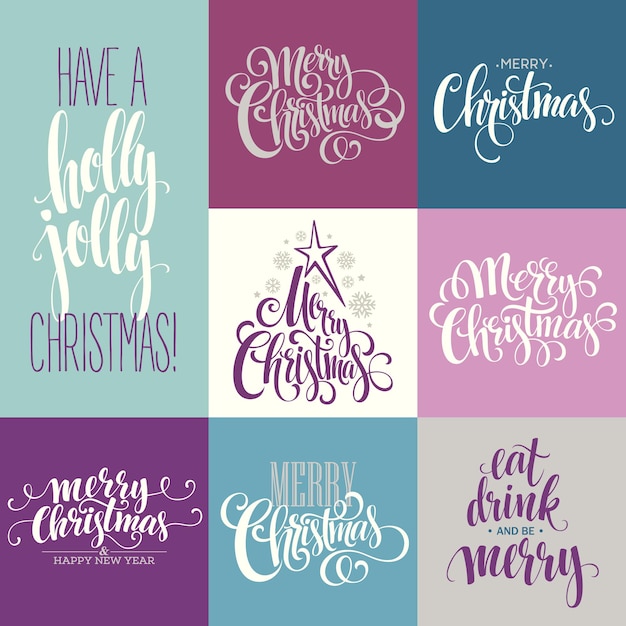 Free vector merry christmas lettering design set. vector illustration eps10