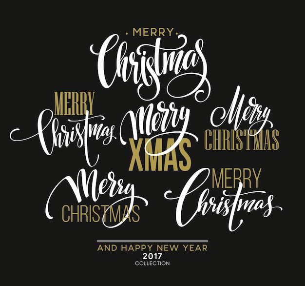 Free vector merry christmas lettering design set. vector illustration eps10