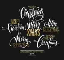 Free vector merry christmas lettering design set. vector illustration eps10