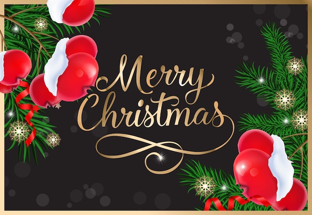 Free vector merry christmas lettering in frame