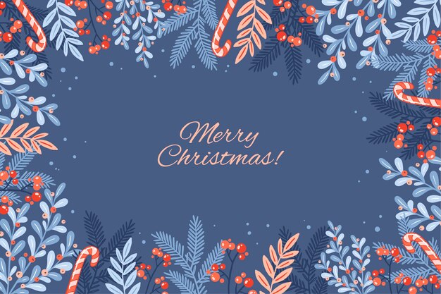 冬の壁紙にメリークリスマスのレタリング 無料のベクター