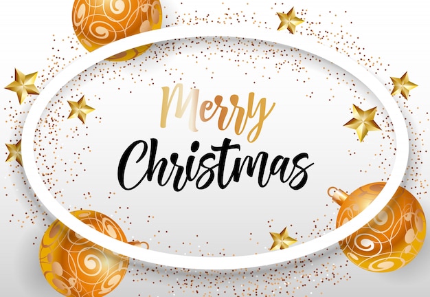 Free vector merry christmas lettering in oval frame