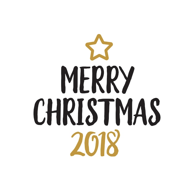 Free vector merry christmas lettering and star