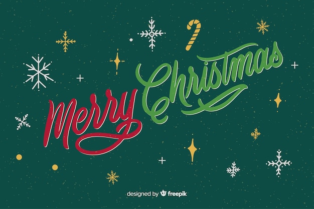 Free vector merry christmas lettering and starry night