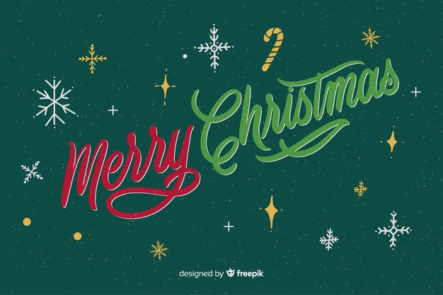 Merry christmas lettering and starry night