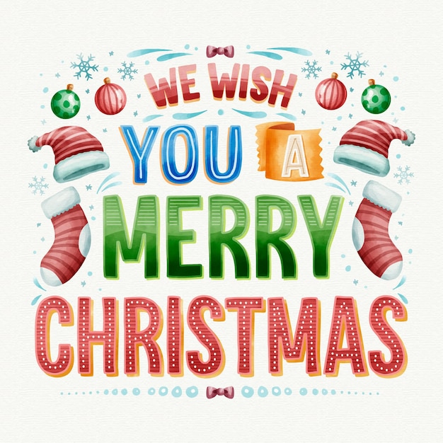 Free vector merry christmas lettering style