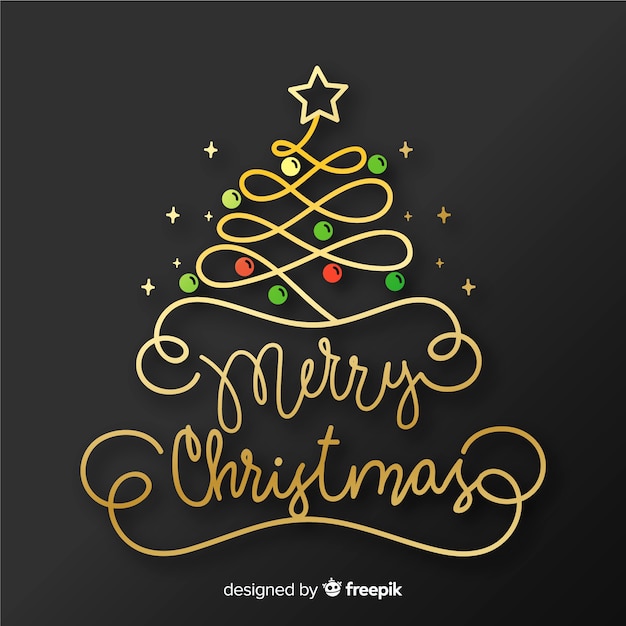 Free vector merry christmas lettering with balls and star