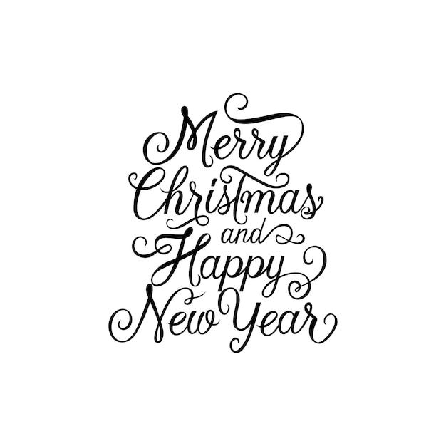 Merry Christmas Lettering With Curls