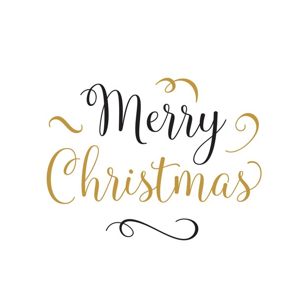 Merry Christmas Lettering with Curls