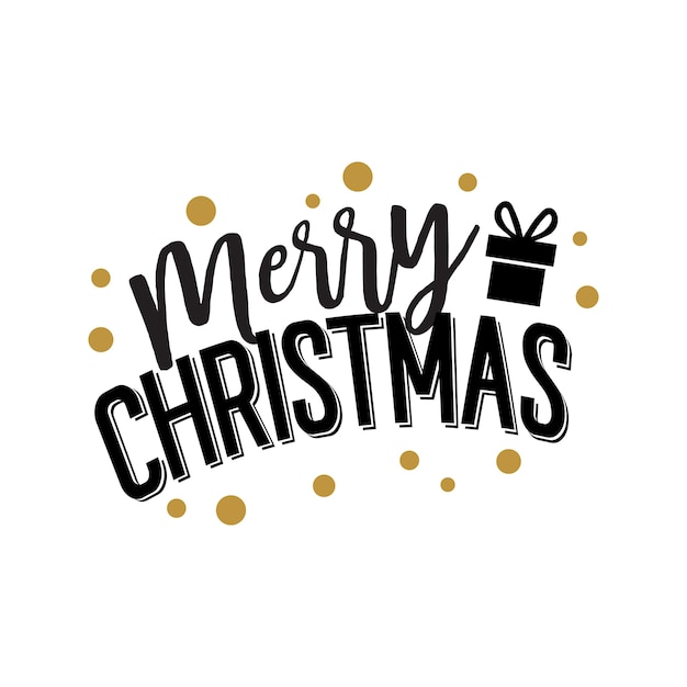 Merry christmas lettering with gift