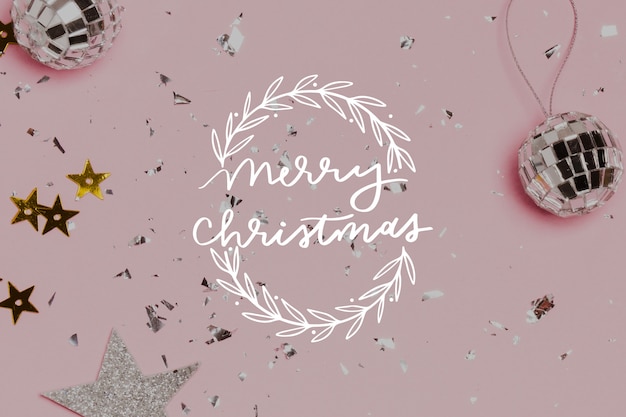 Free vector merry christmas lettering with photo