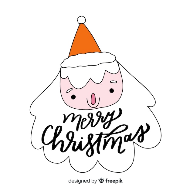 Merry christmas lettering with santa claus