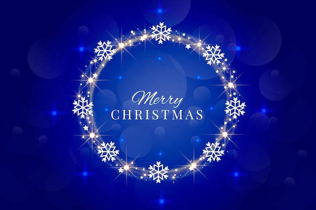 Free vector merry christmas lettering with snowflakes frame