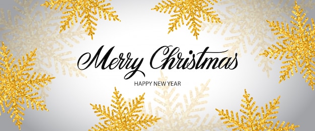 Free vector merry christmas lettering with snowflakes