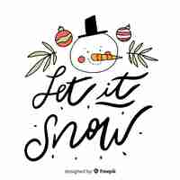 Free vector merry christmas lettering with snowman